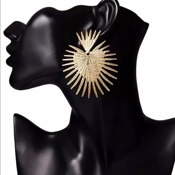 Fashion Luxe spiky Gold  tone Elegant earrings New - Picture 3 of 3